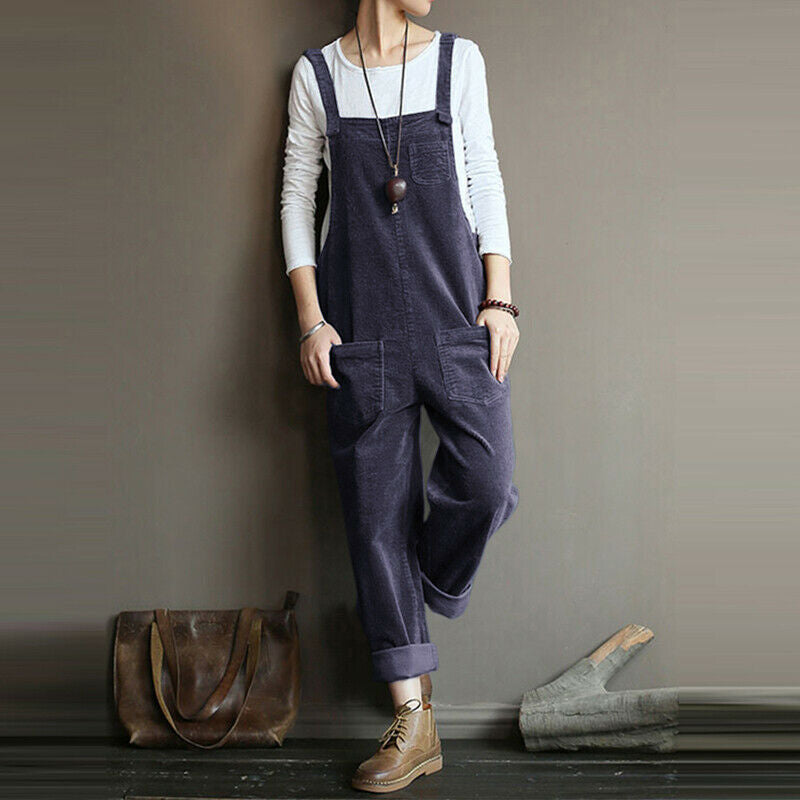 Charming Elegant Corduroy Solid Color Long Pants