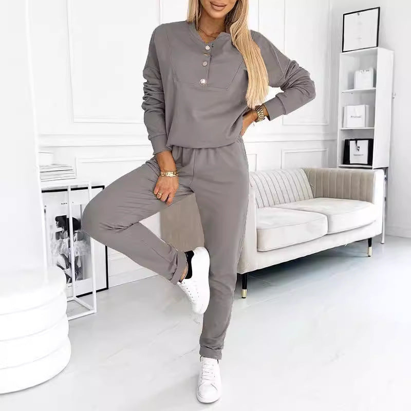 Women's Half Button Long Sleeve Casual Sports Suits