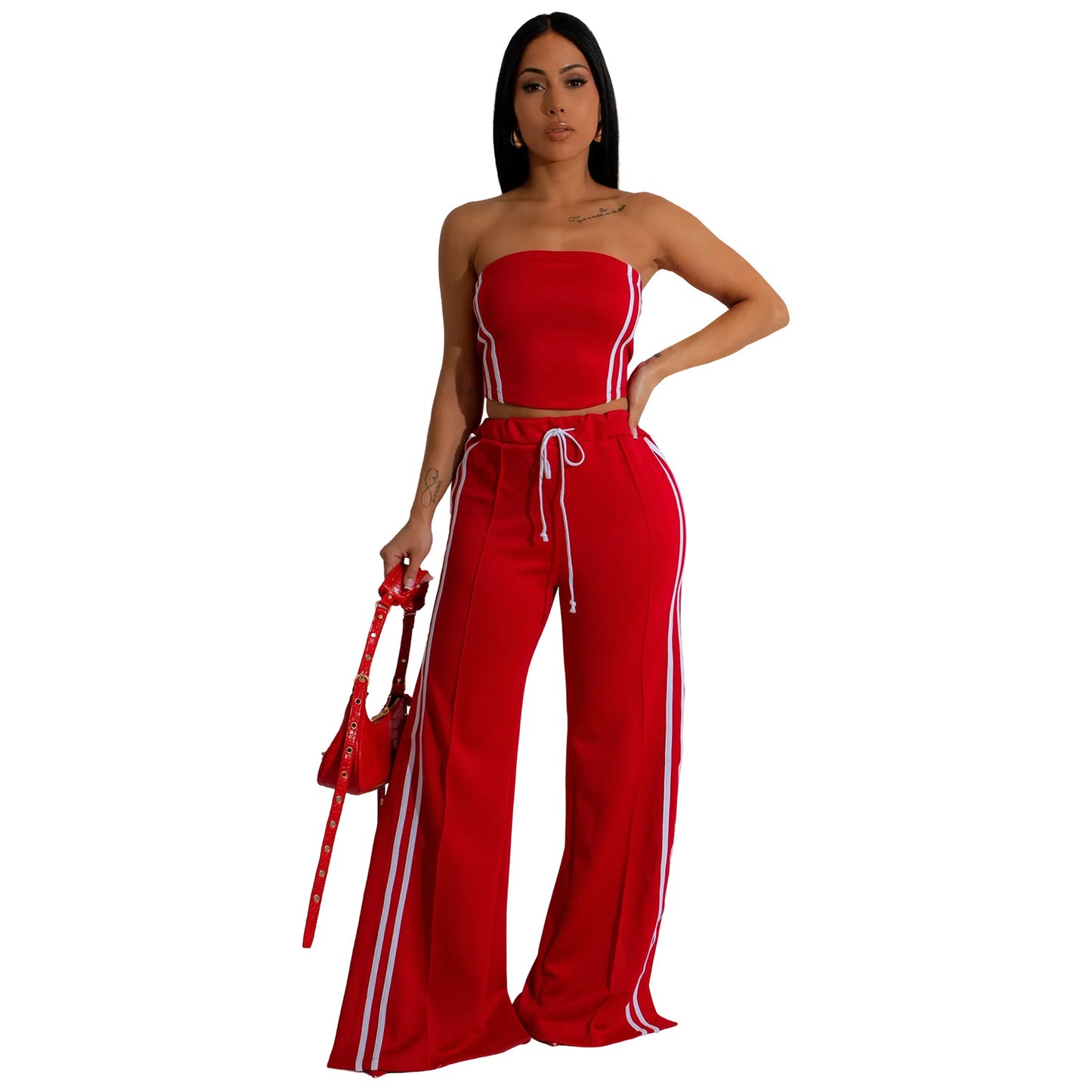 Women's Fashion Wear Solid Color Sleeveless Two-piece Suits