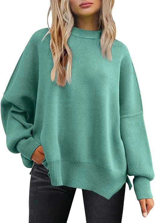 Women's Batwing Long-sleeved Autumn Knitted Side Slit Sweaters