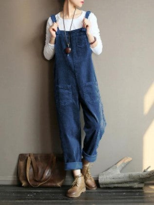 Charming Elegant Corduroy Solid Color Long Pants