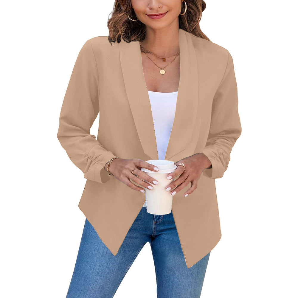 Blazers à revers double couche tendance pour femmes, petits blazers d'automne