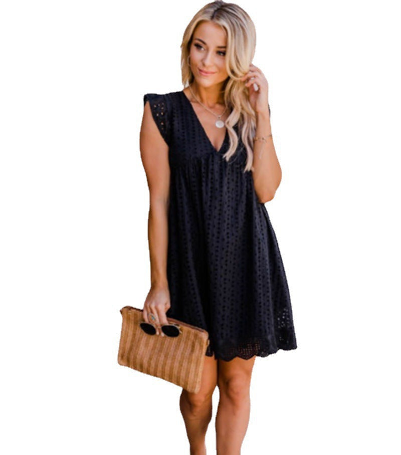 Women's Lace Jacquard Hollow Out Dress With Dresses