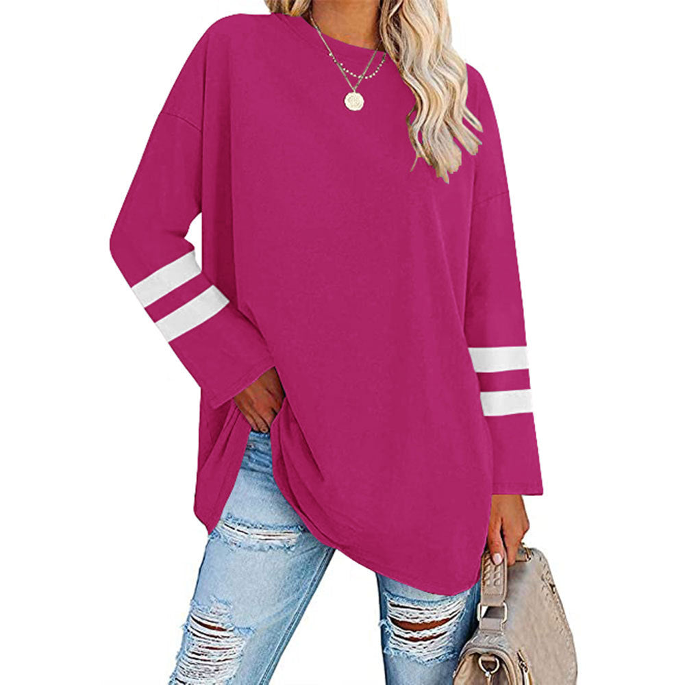 Women's T-shirt Color Loose Shoulder Sleeve Round Blouses