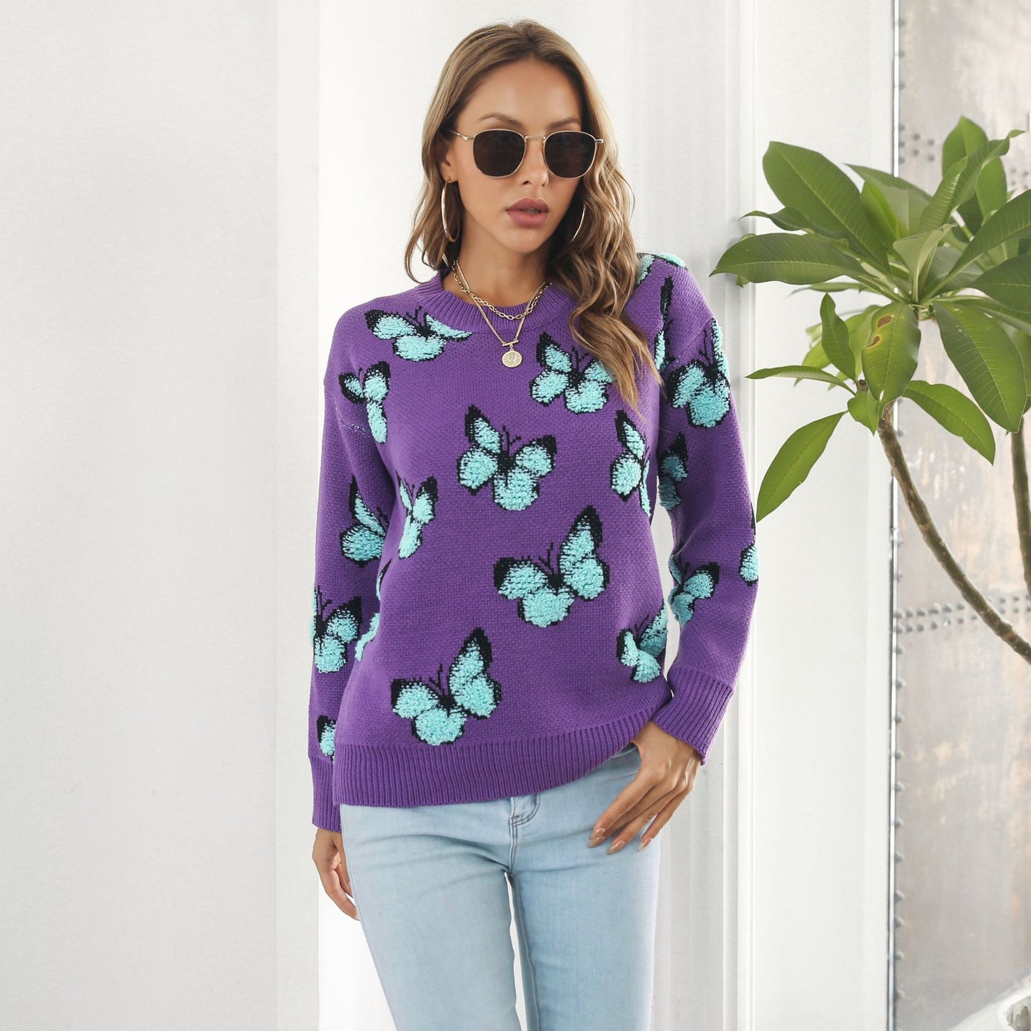 Women's Beautiful Three-dimensional Butterfly Loose Long-sleeved Sweaters