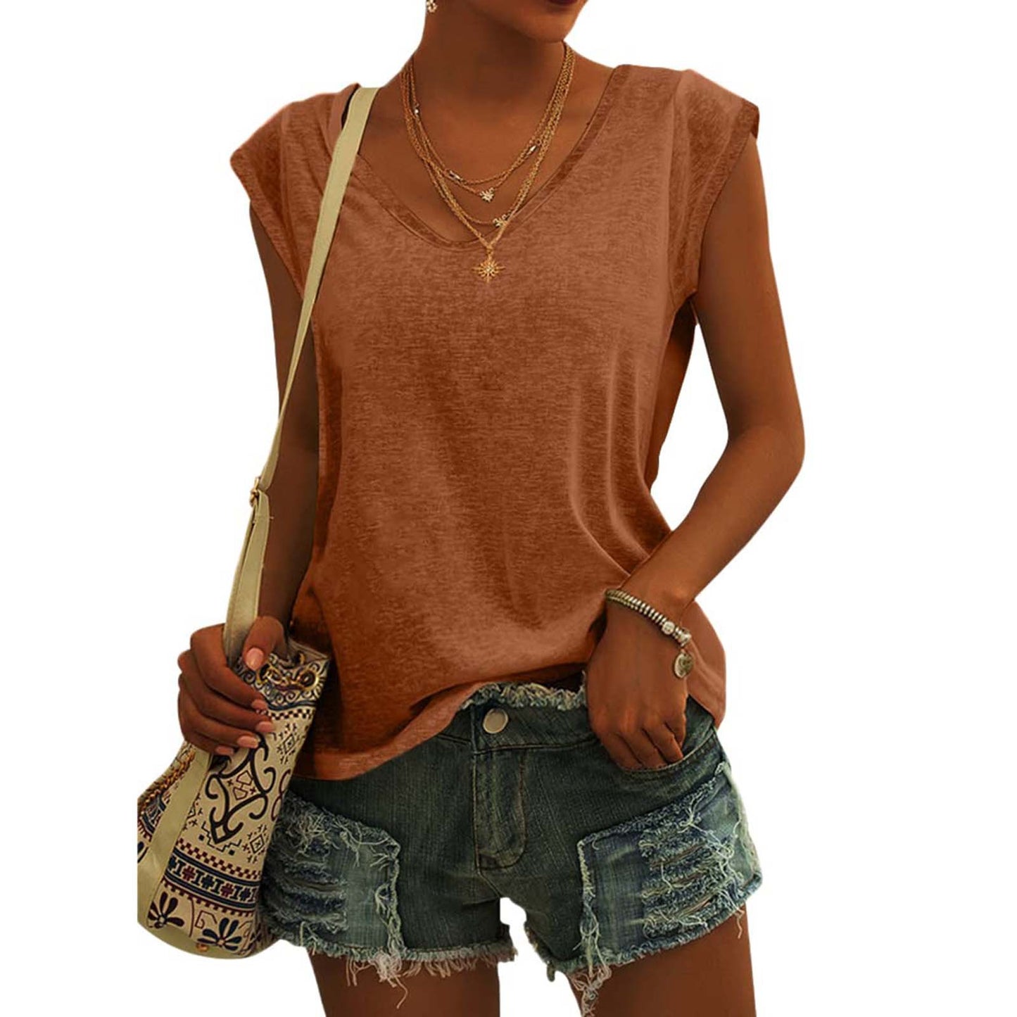 Women's Solid Color Cover Sleeve Casual Loose Blouses