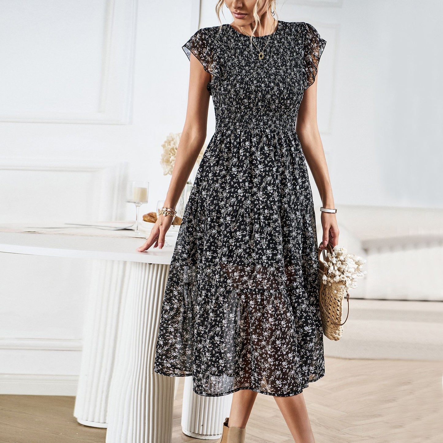 Women's Floral Dress Summer Temperament Elegant Dresses