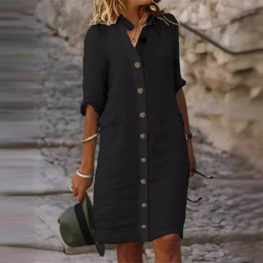 Women's Shirt Collar Half Sleeve Large Round Dresses