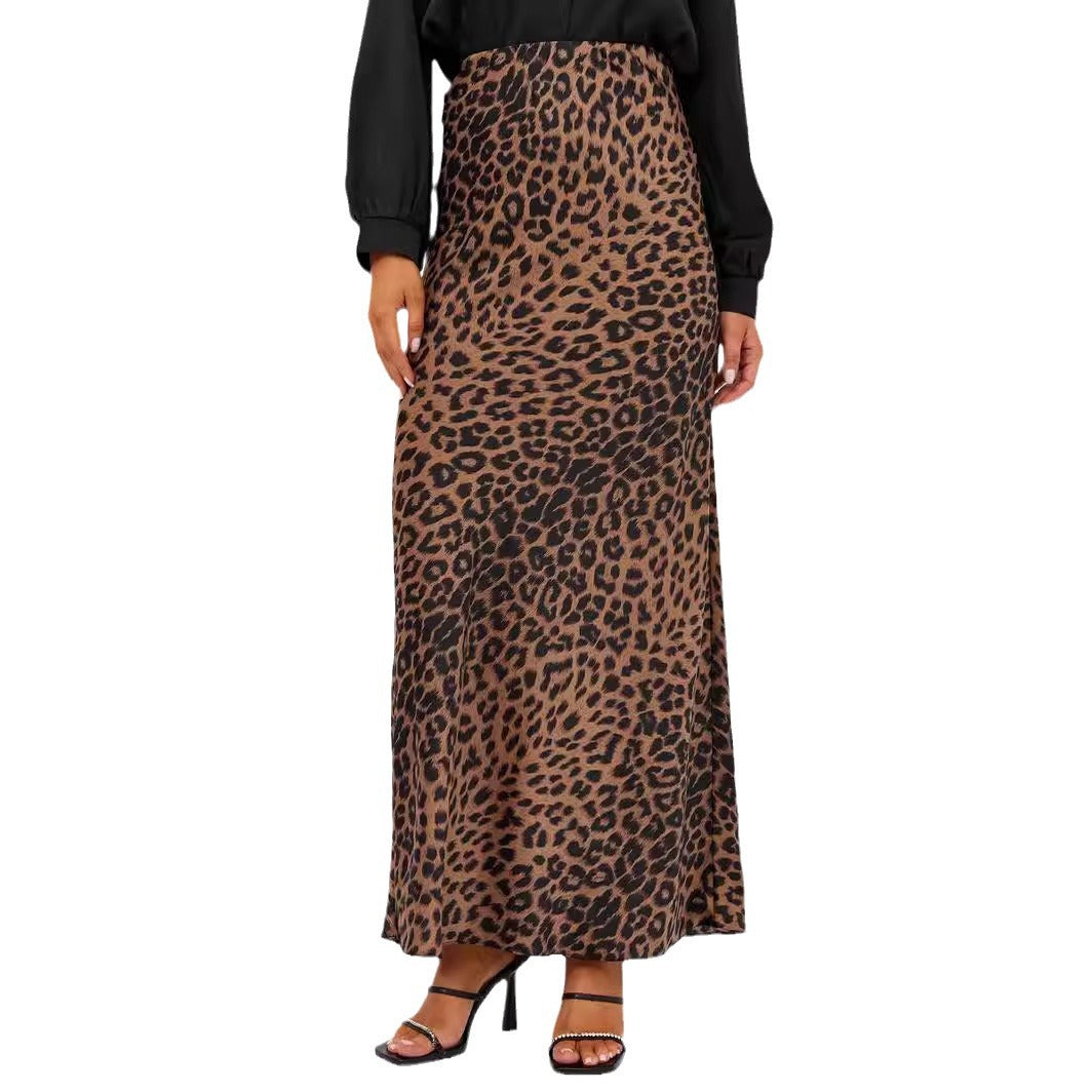 Sexy Leopard Print Maxi High Waist Skirts