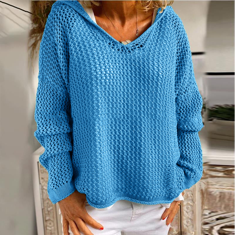 Wool Outer Wear Knitted Hooded Sun-proof Thin Sweaters