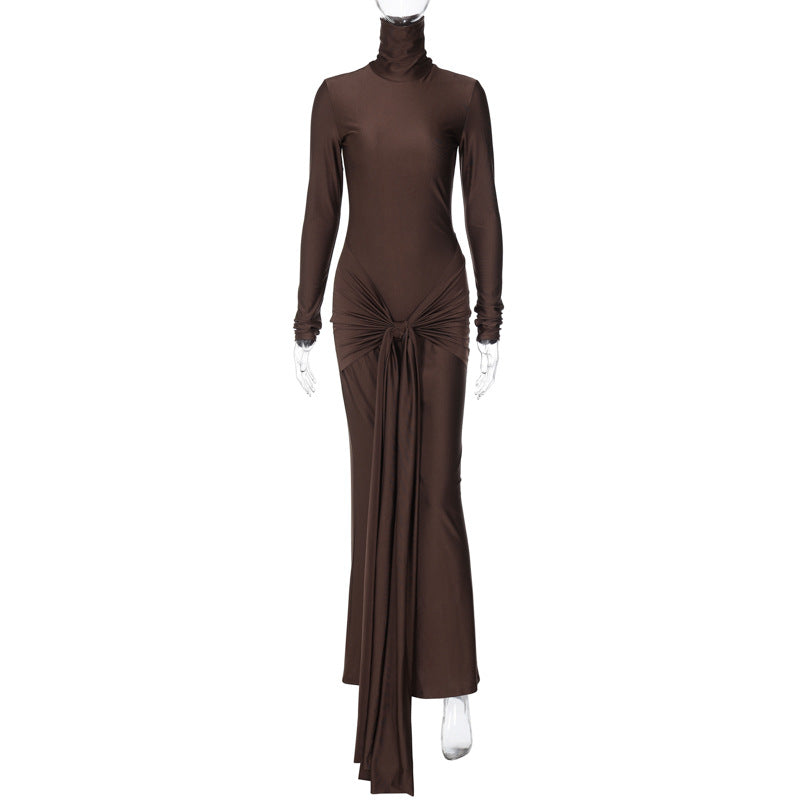 Women's Autumn Turtleneck Long Sleeve Fashion Stitching Dresses