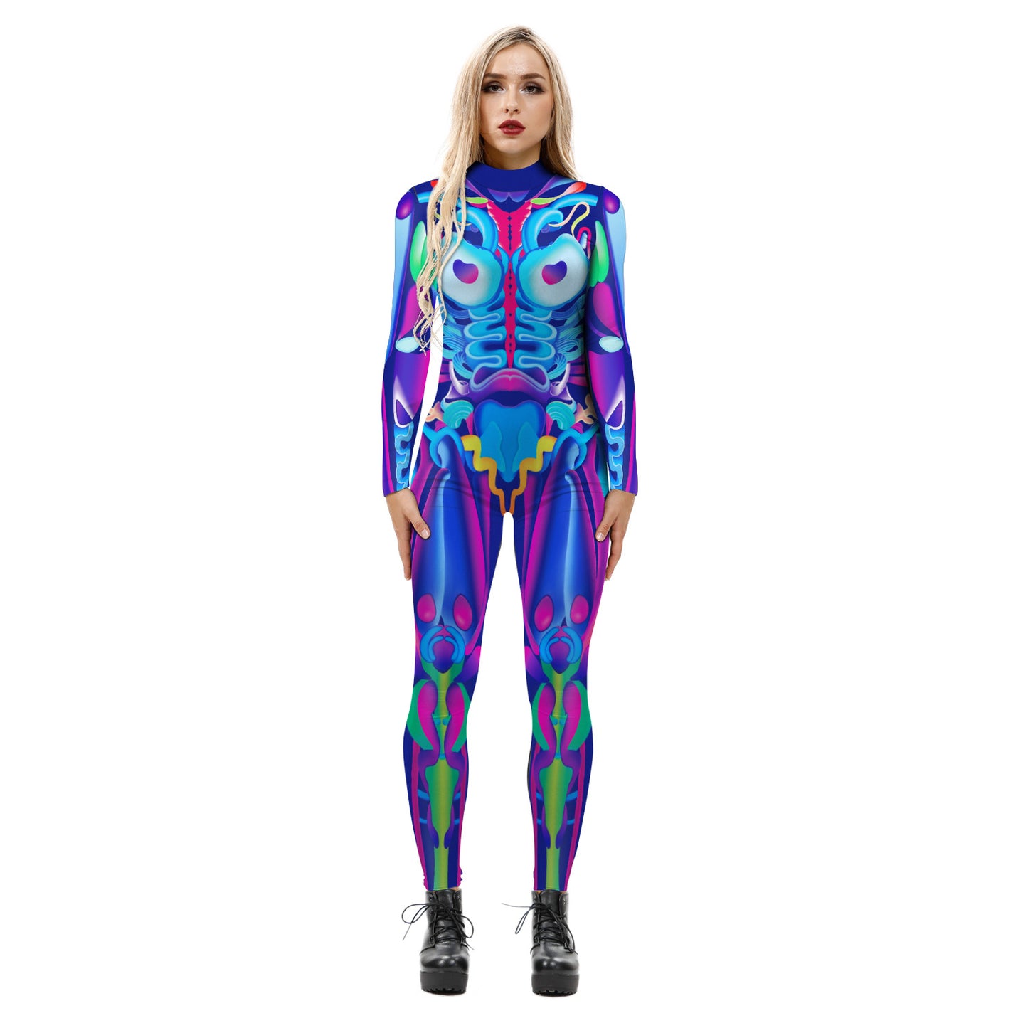 Women's Machine Skeleton Digital Printed Wear Slim-fit Costumes