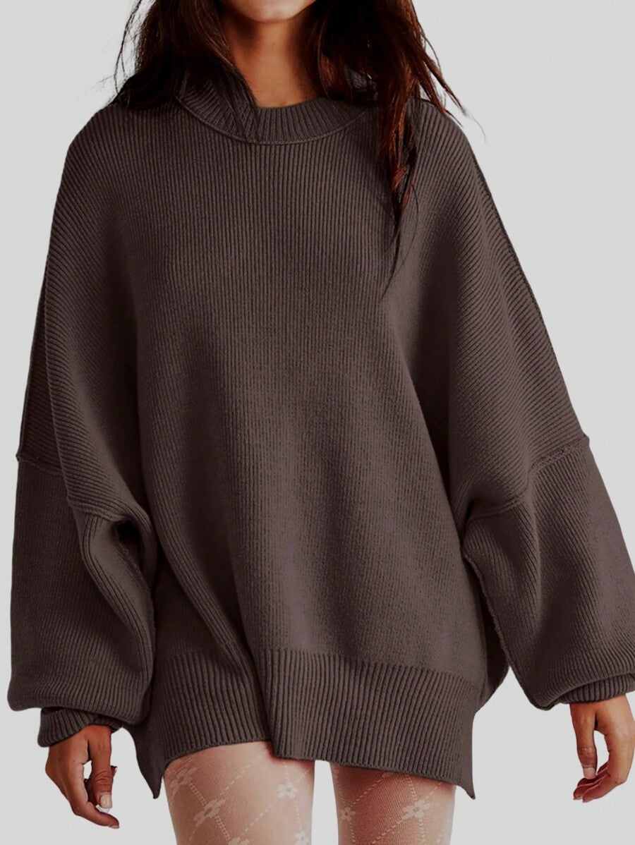 Women's Batwing Long-sleeved Autumn Knitted Side Slit Sweaters