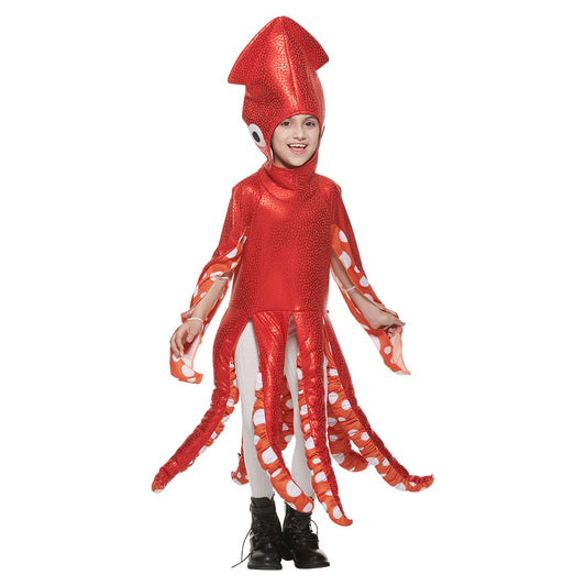 Costumes d'école une pièce de calmar mignon de vie marine de jeu pour enfants