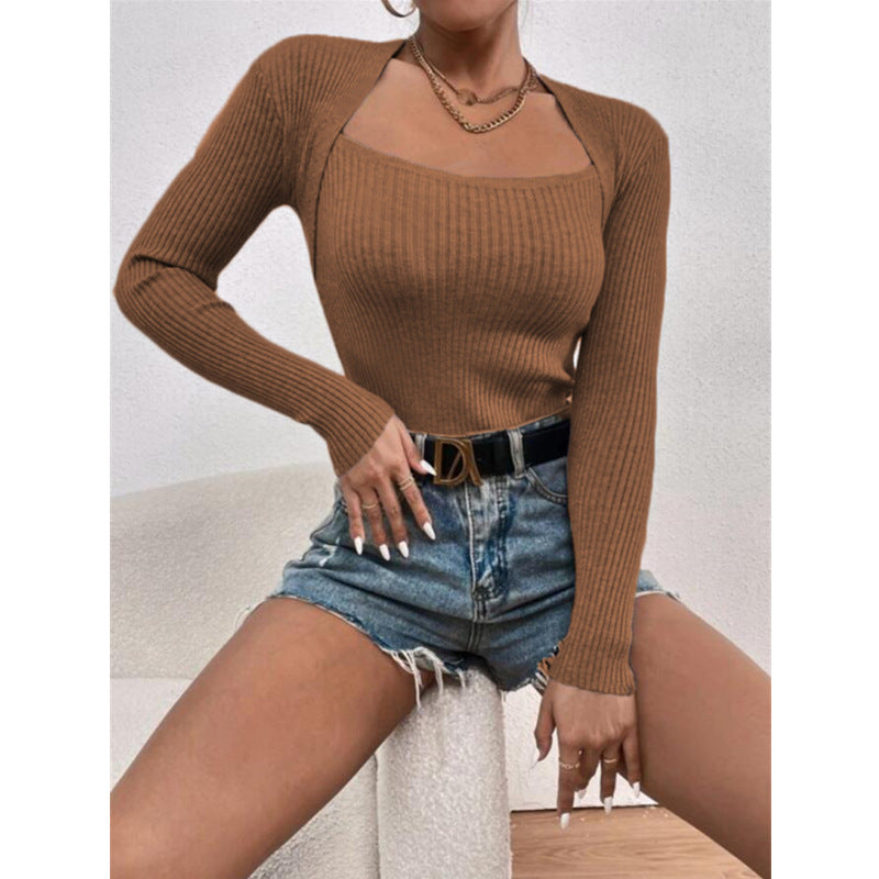 New Women's Slim-fit Long-sleeved Knitted Shirt Sweaters