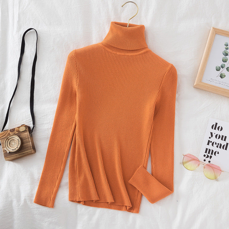 Long Sleeve Turtleneck Bottoming Shirt Solid Color Korean Sweaters