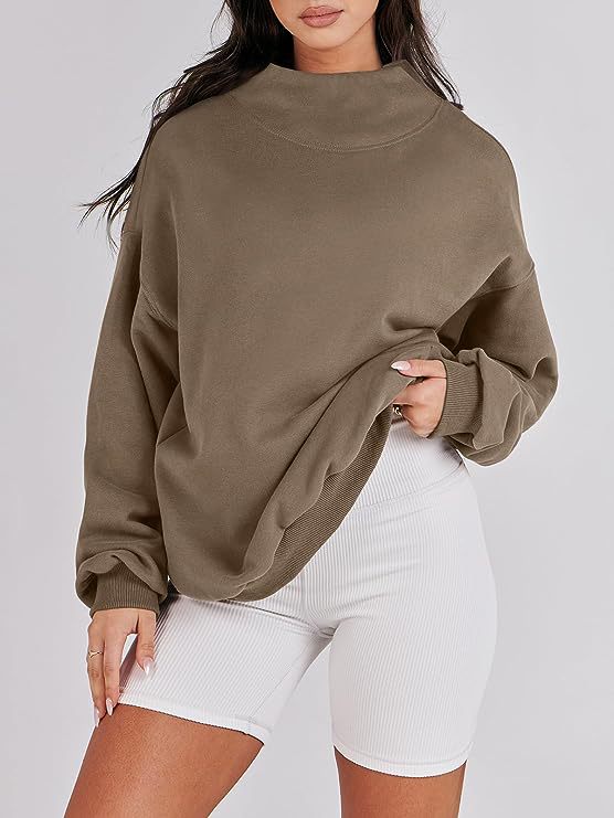 Women's High Collar Sweatshirt Solid Color Long Tops