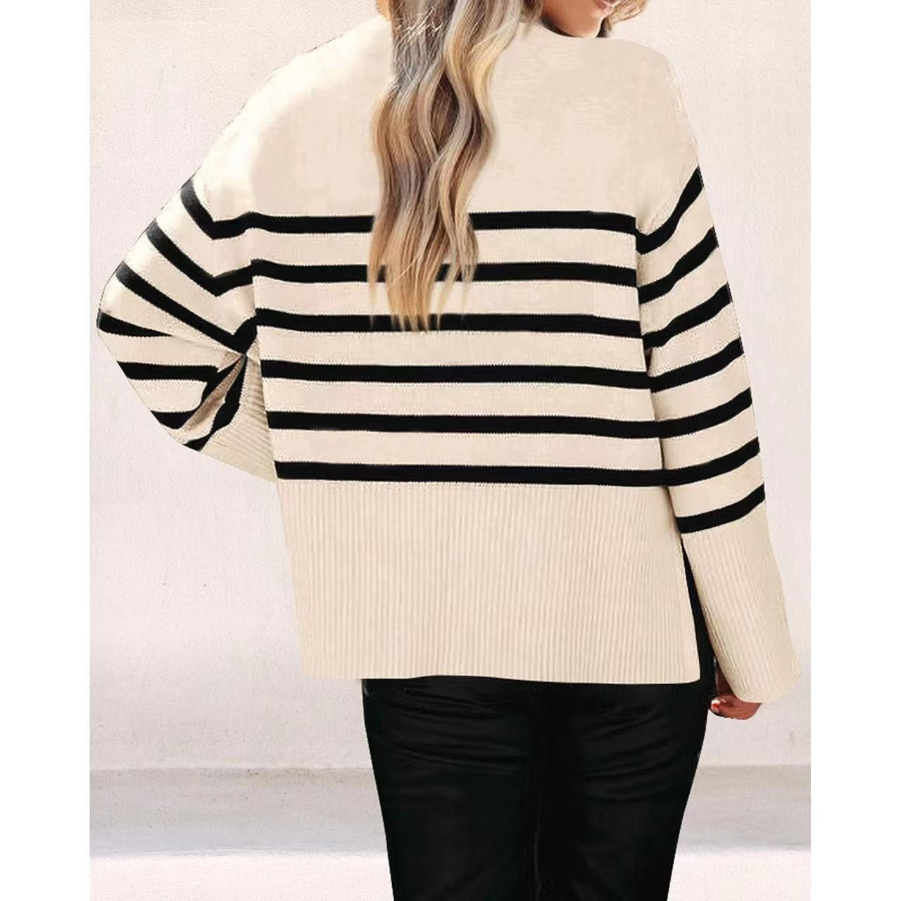 Women's Loose Striped Large Sleeve Knitted Sweaters