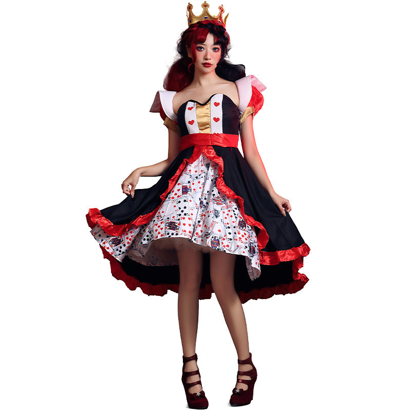 Robe imprimée Red Queen Poker Alice au pays des merveilles Peach Costumes