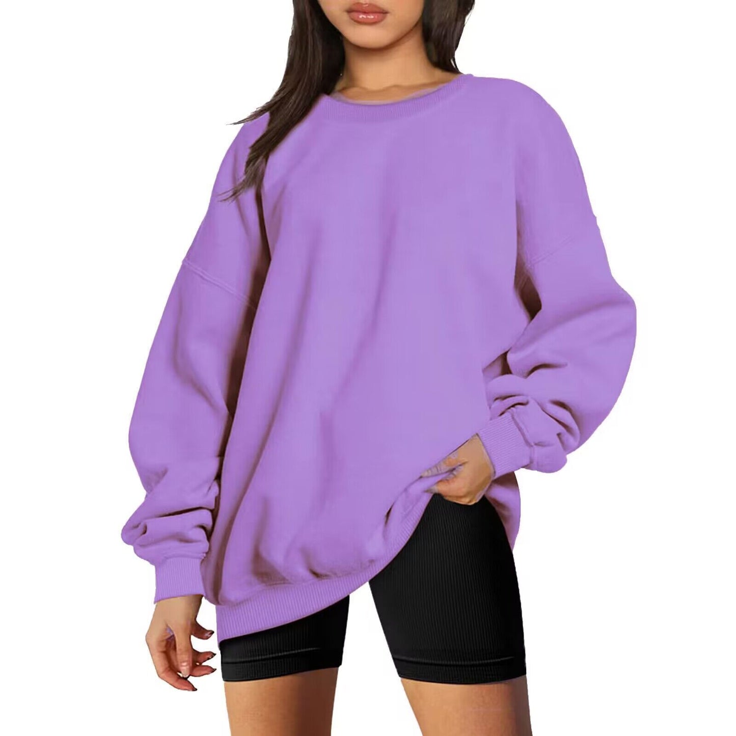 Women's Oversized Loose Sports Long Sleeve Round Sweaters