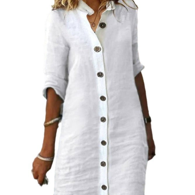 Women's Shirt Collar Half Sleeve Large Round Dresses