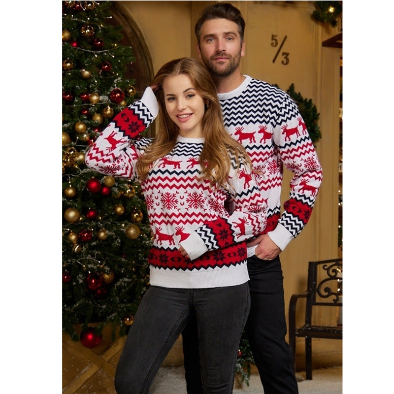 Women's & Men's Wear Christmas Round Neck Elk Long Sweaters