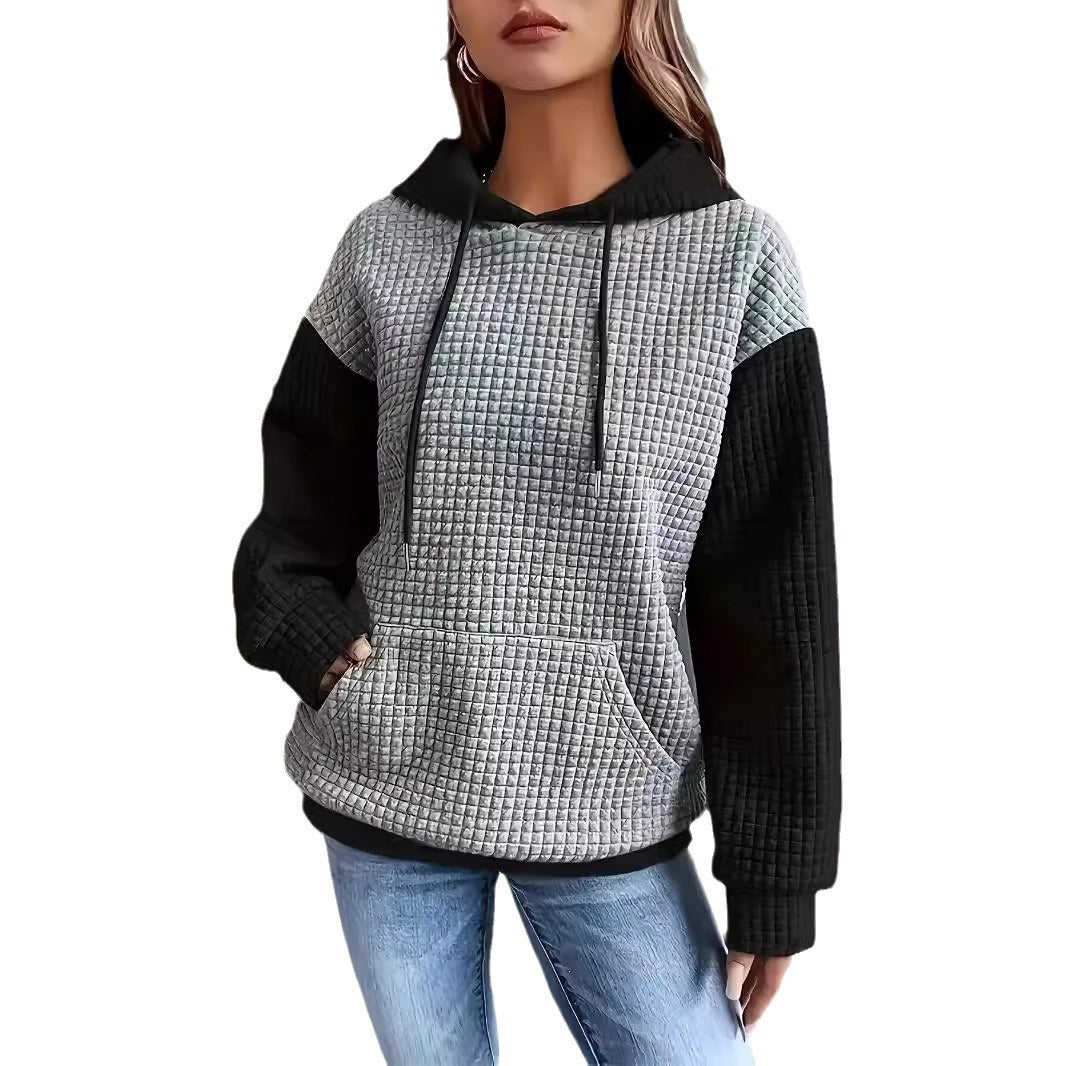 Women's Fashionable Wide Casual Loose Block Splicing Pullover Sweaters