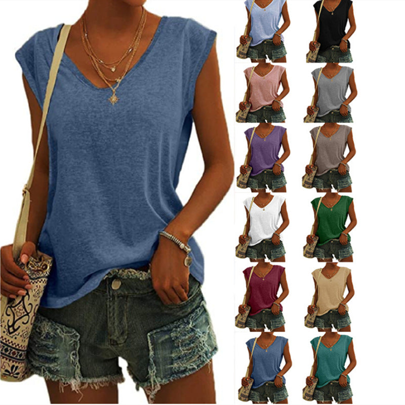 Women's Solid Color Cover Sleeve Casual Loose Blouses