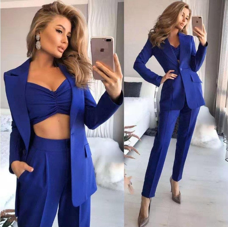 Attractive Solid Color Mid-length Loose Three-piece Suits