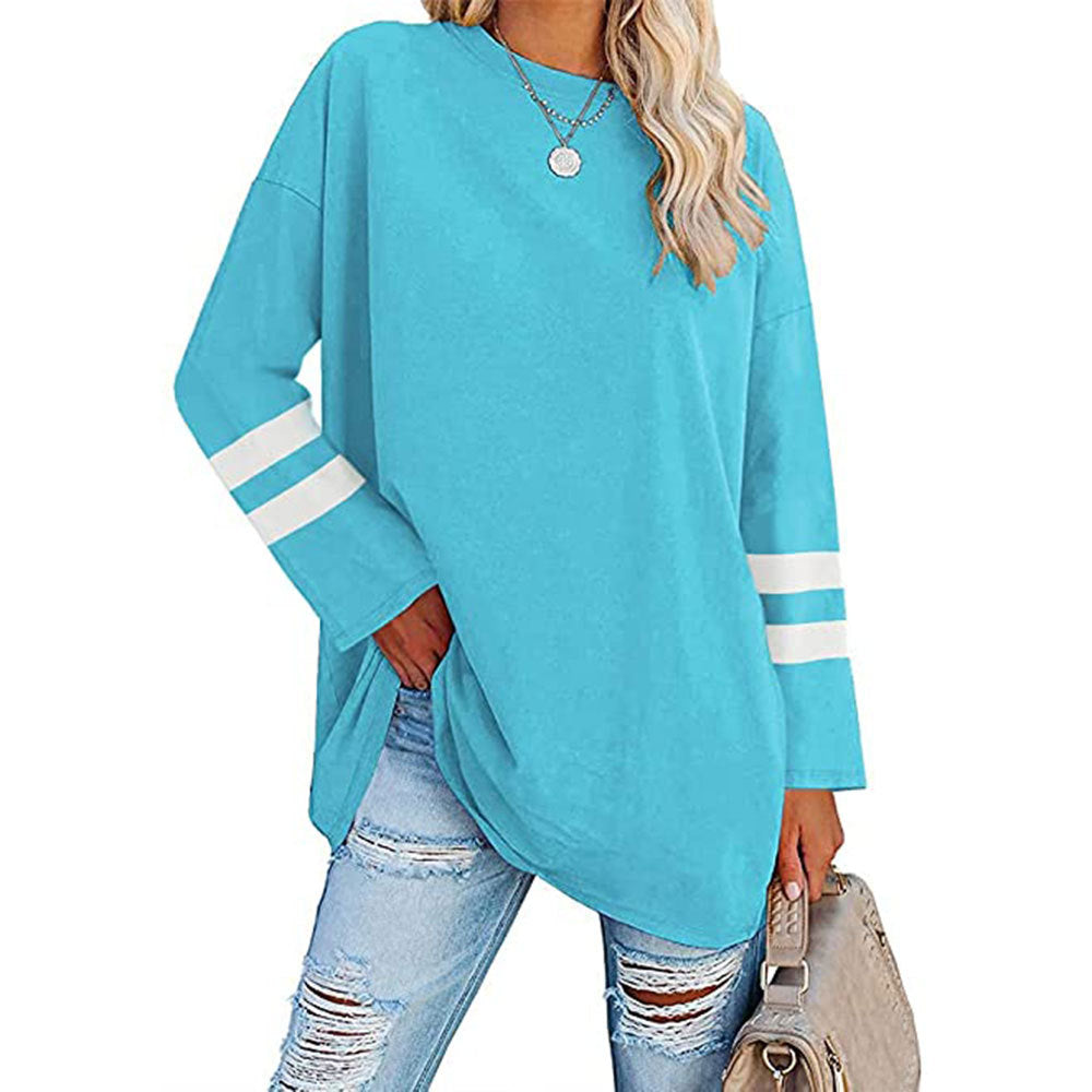 Women's T-shirt Color Loose Shoulder Sleeve Round Blouses