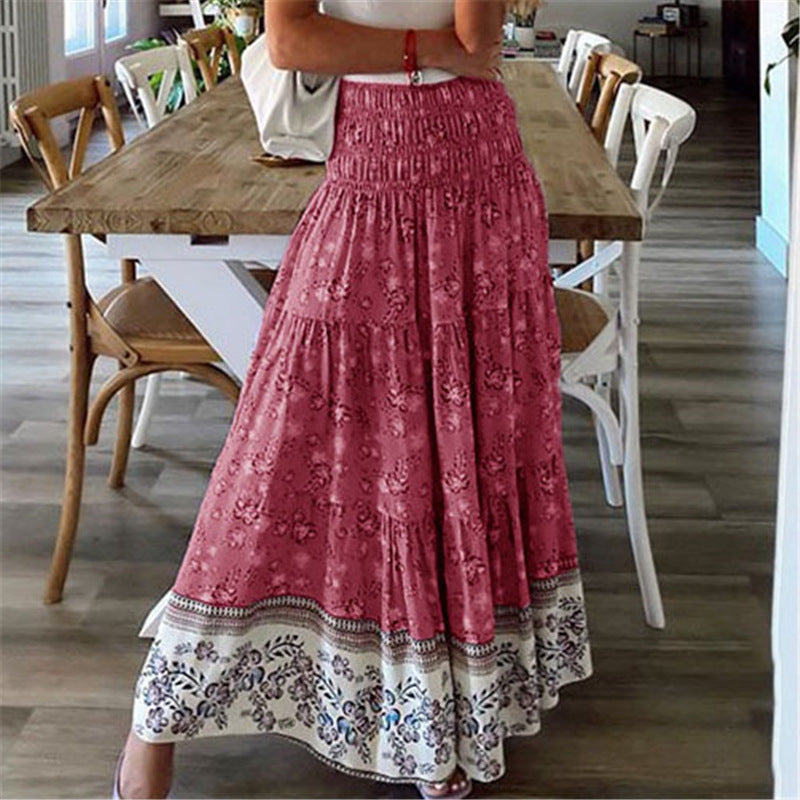 Women's Printed Casual High Waist Long Skirts