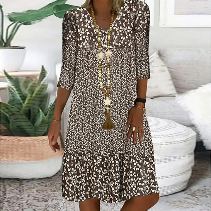 Women's Summer Floral Print Mid-length Sleeves Dress Dresses