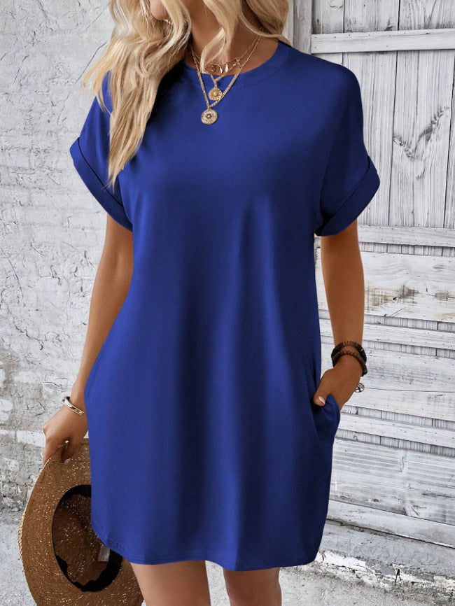 Casual Solid Color Batwing Sleeve Invisible Dresses