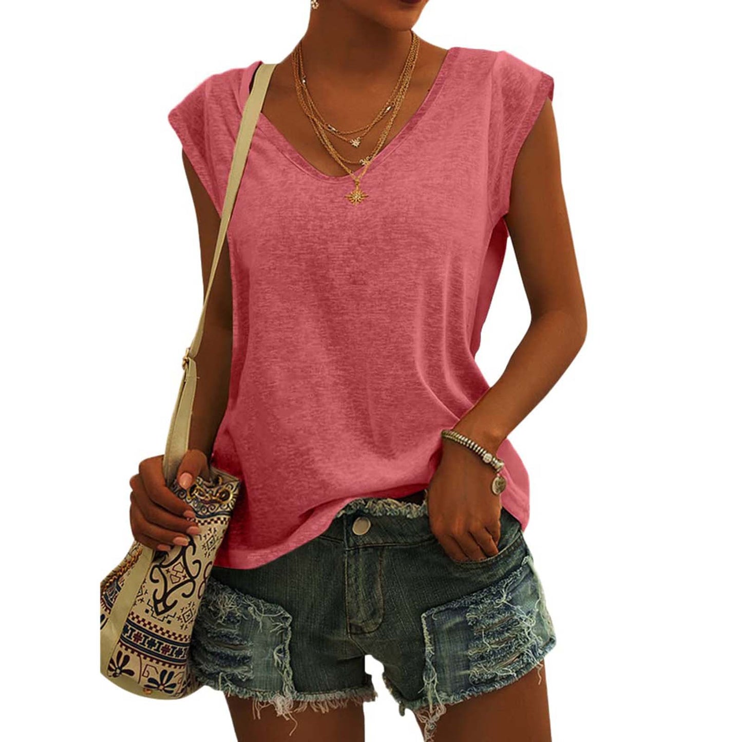 Women's Solid Color Cover Sleeve Casual Loose Blouses