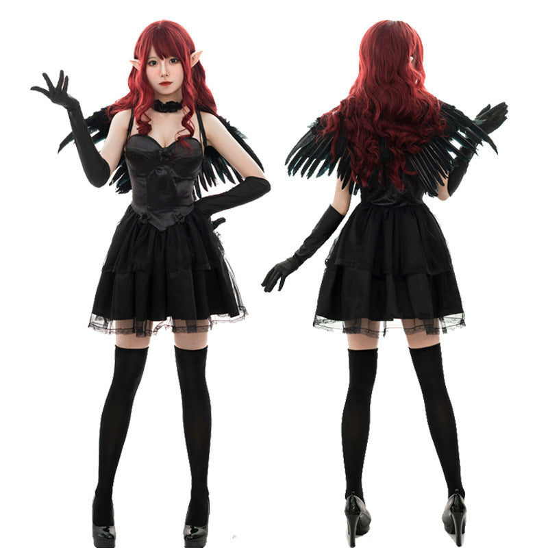 Costumes de personnages d'ange noir et blanc pour Halloween