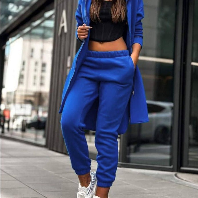 Women's Fashion Casual Hooded Fleece Two-piece Suits