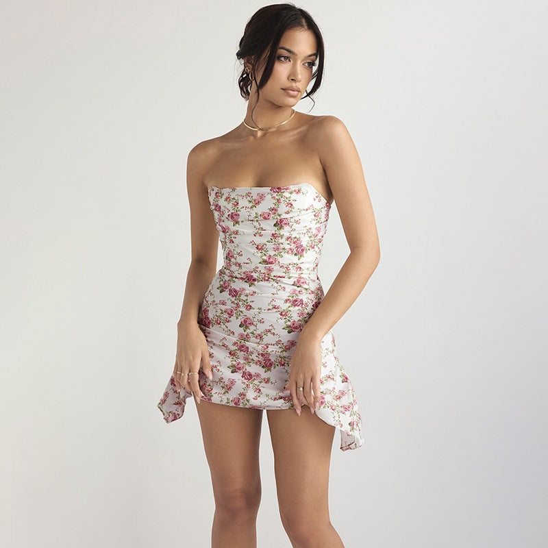 Women's Tube Floral Bare Back Dress Casual Dresses