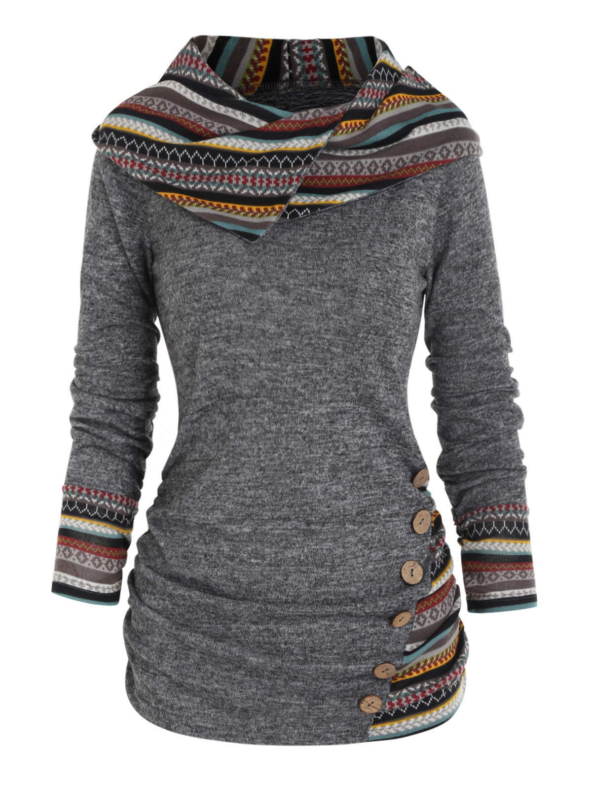 Women's Hooded Knitted Long Sleeve Button Casual Sweaters