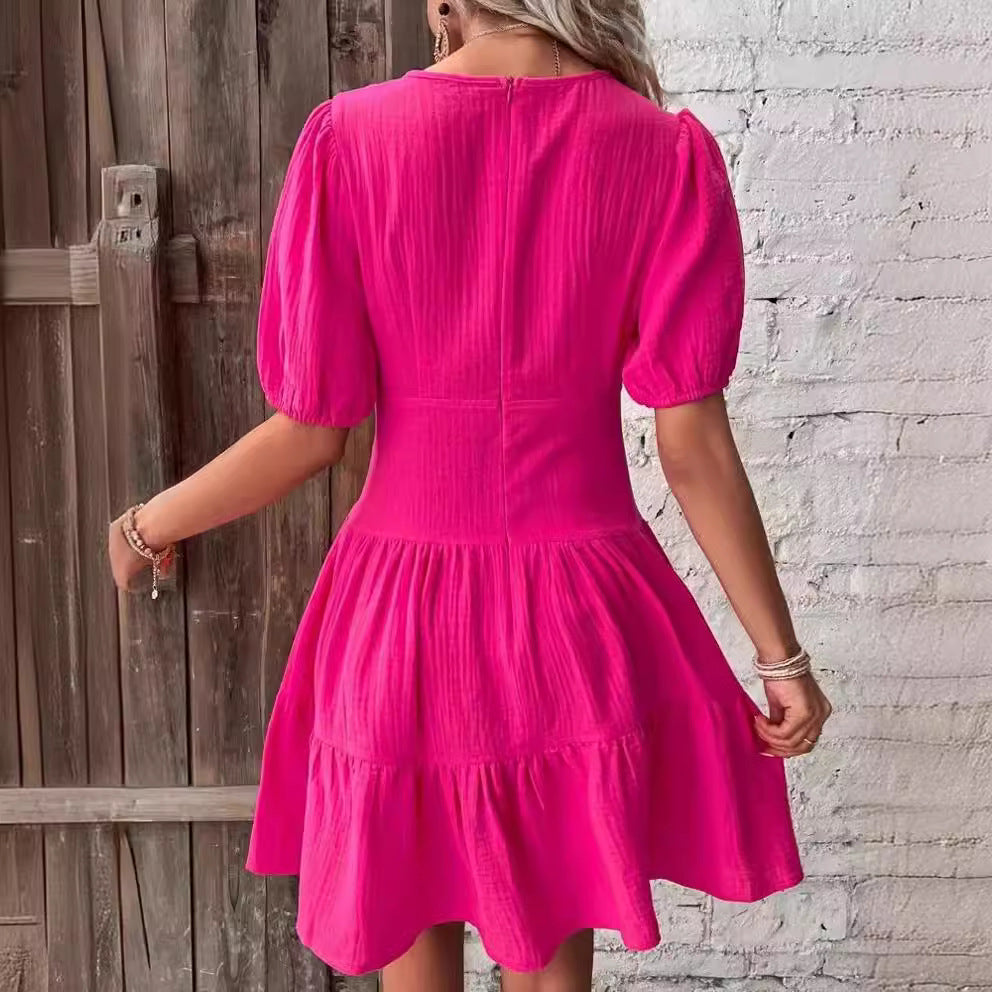 Women's Summer Solid Color Slim Fit Half Dresses