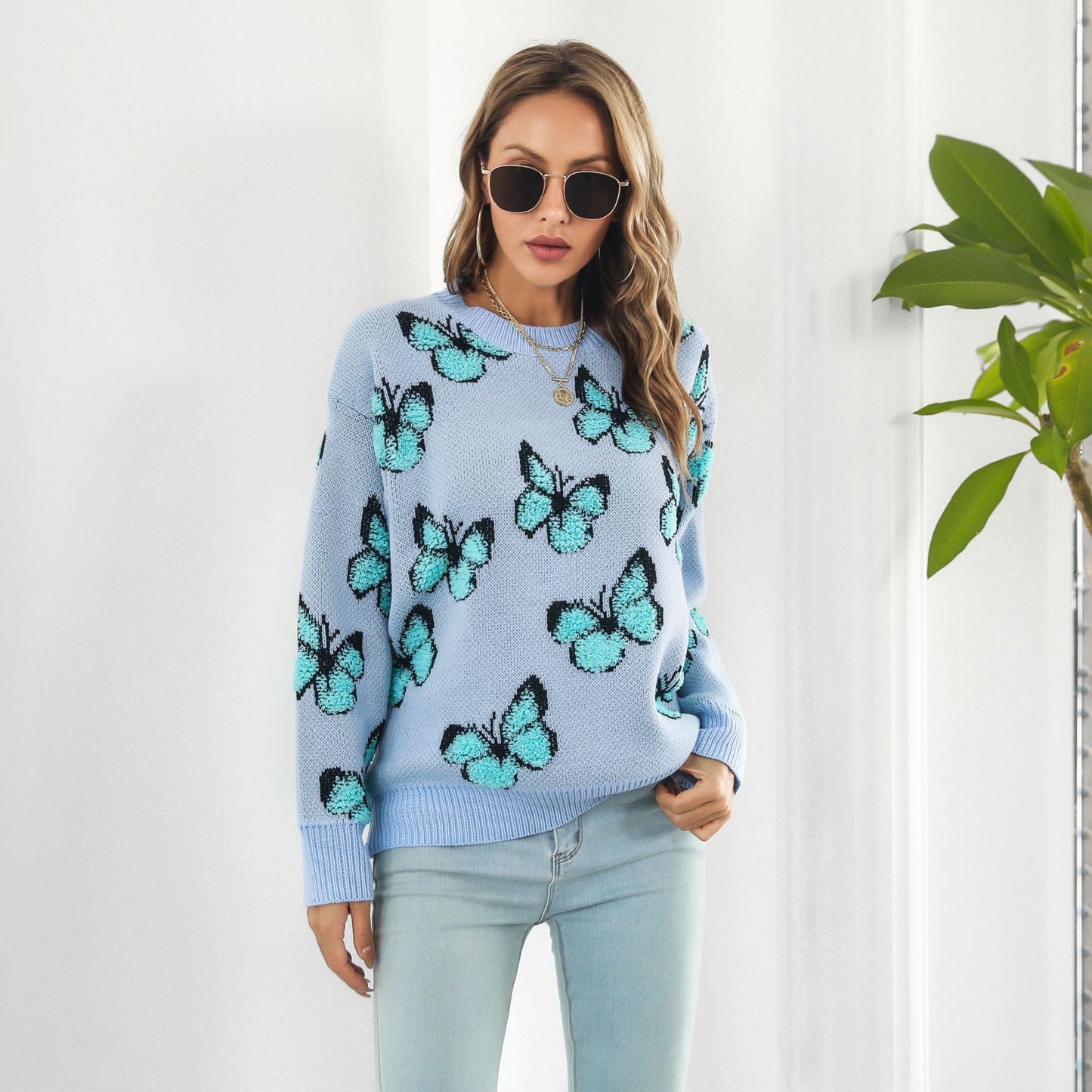 Women's Beautiful Three-dimensional Butterfly Loose Long-sleeved Sweaters