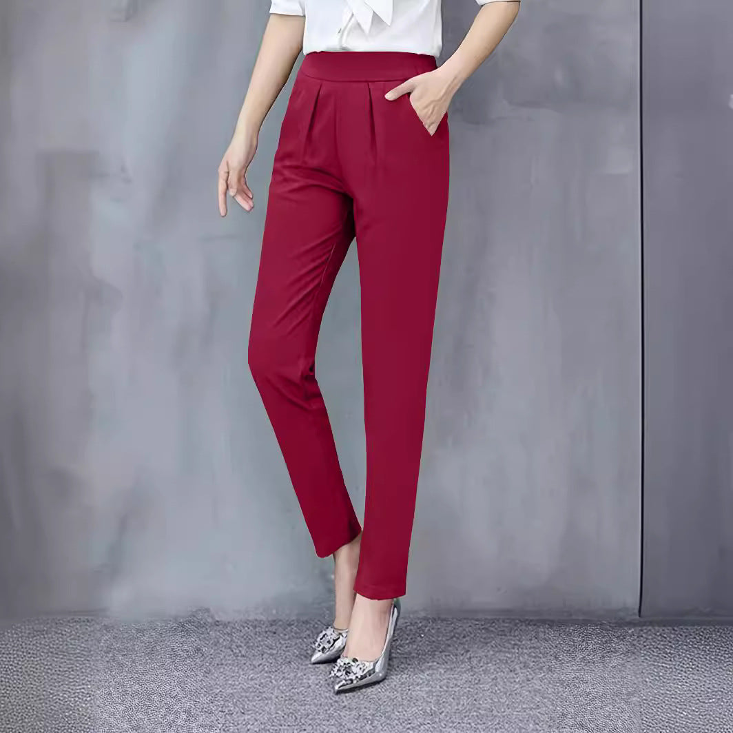 Pantalon moulant moulant pour femme, coupe slim, drapé, sarouel, décontracté, tendance, pour l'extérieur