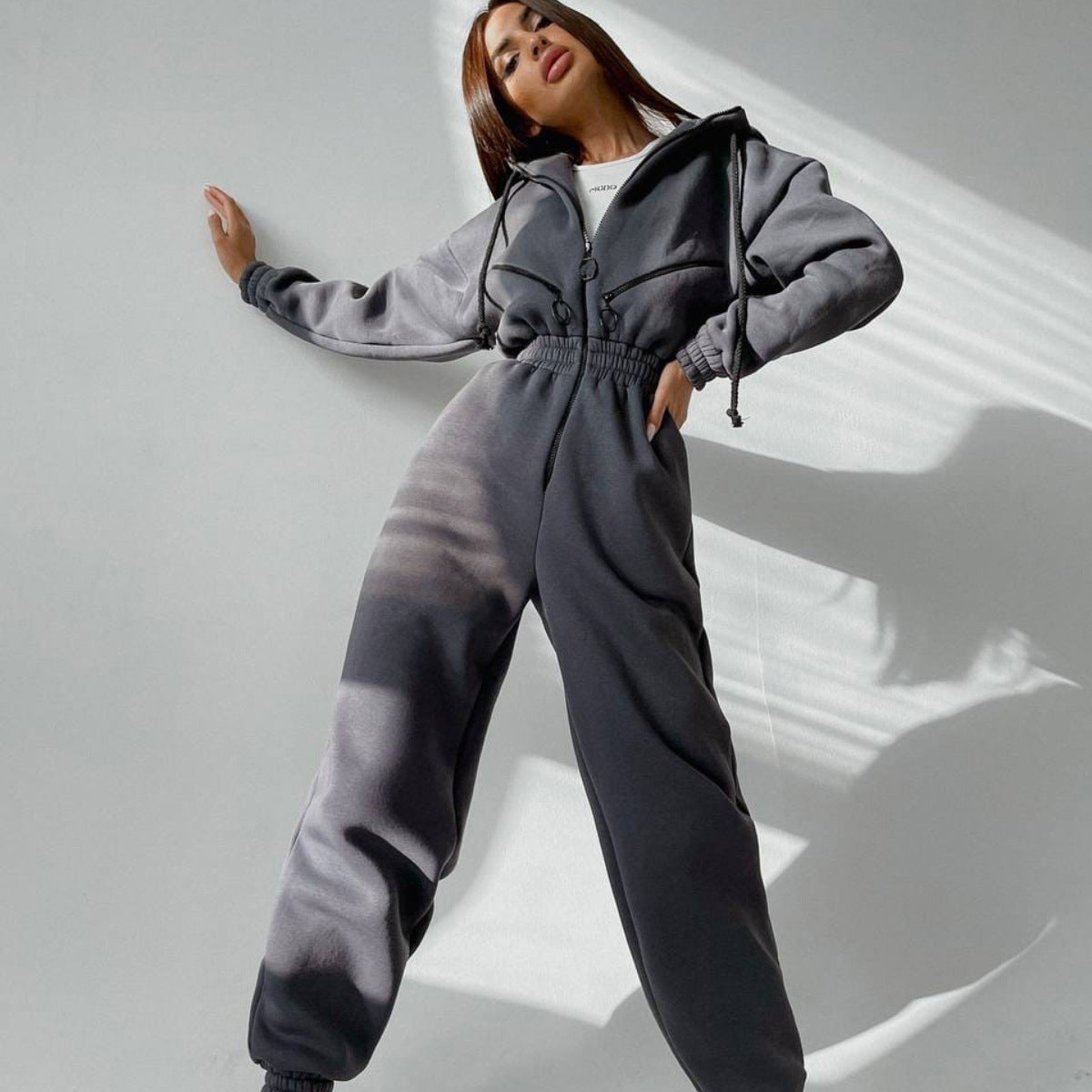 Classic Women's Sports Leisure Hooded One-piece Jumpsuits