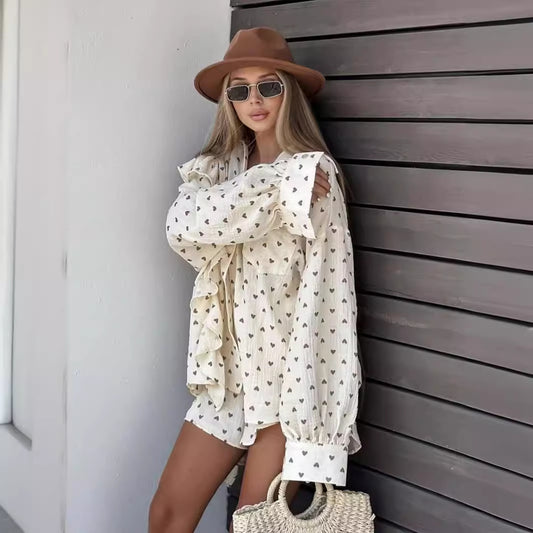 Shape Printed Stitching Fungus Long Sleeve Suits