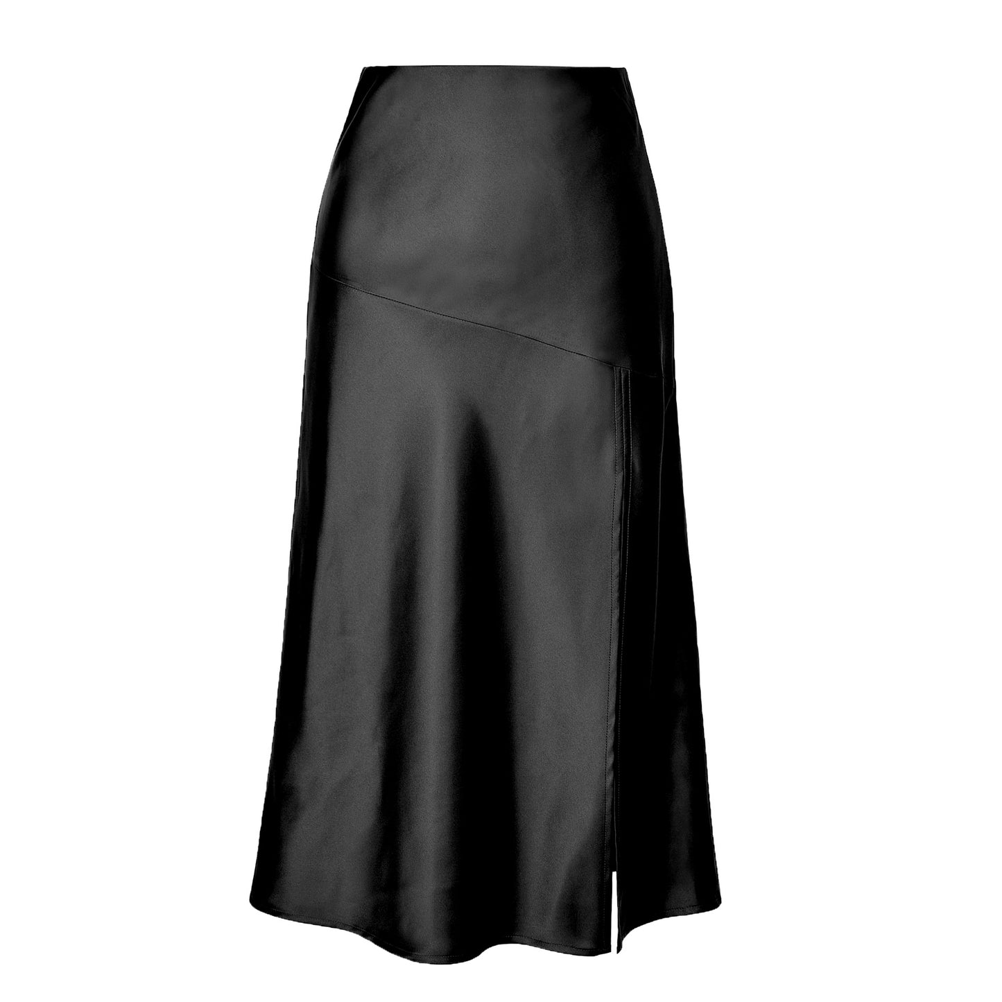 Women's Glossy Satin High-end Silky Pure Color Split Long Large Skirts