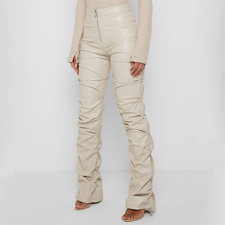 Pantalon en cuir long et moulant à la mode pour femme Pantalon de personnalité