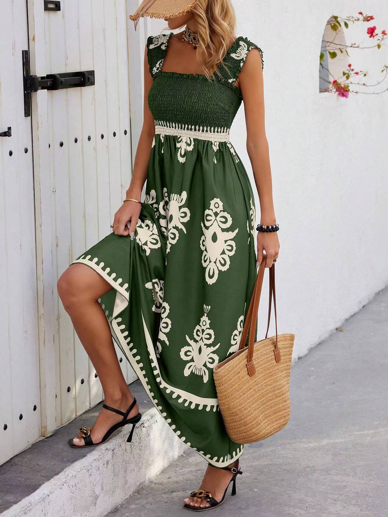 Women's Beach Dress Holiday Style Printing Clothing