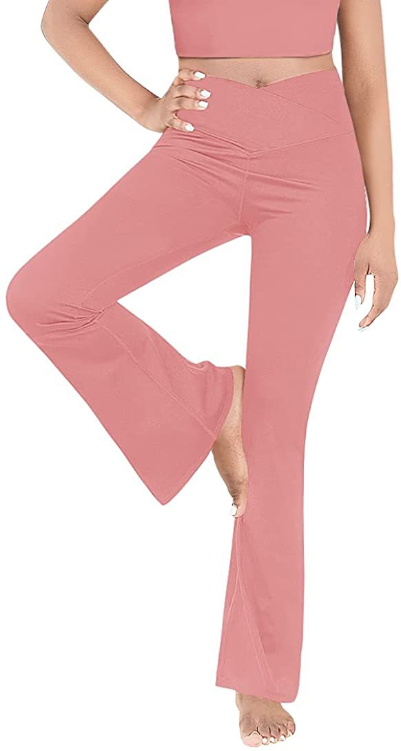 Pantalon décontracté taille haute slim couleur unie