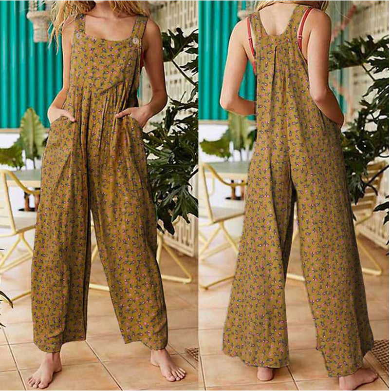 Charming Women's Loose Printed Pocket Casual Pants