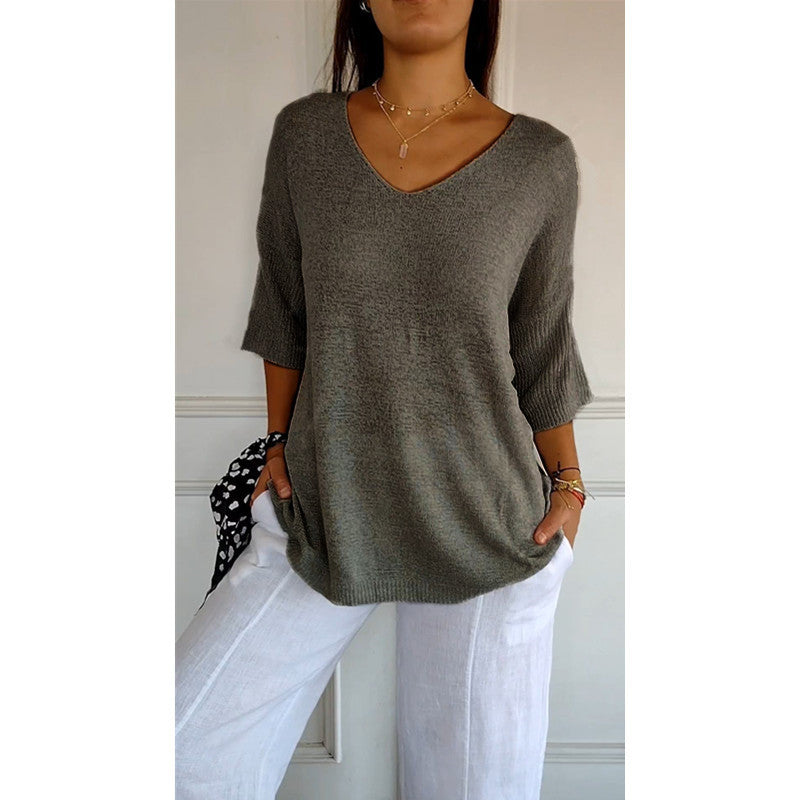 Women's Casual Basic Style Slimming Sleeve Solid Sweaters