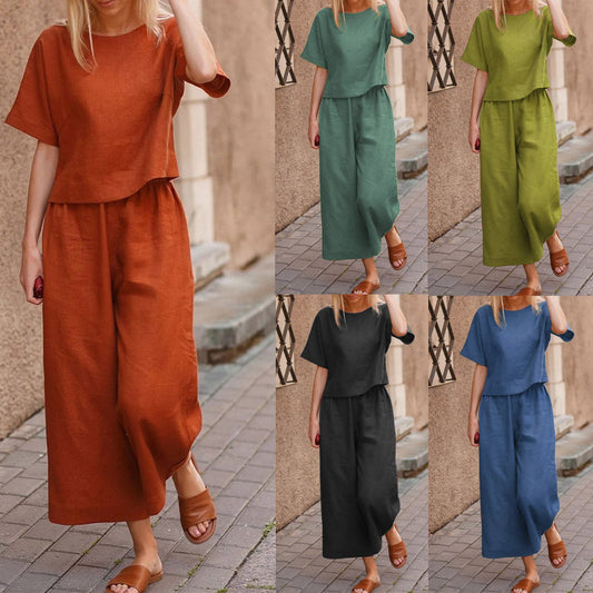 Loose Solid Color Shirt And Trousers Suits